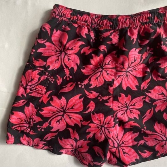 Catalina Black and Pink Floral Hawaiian Style Shorts Size M - Picture 3 of 11
